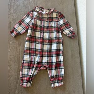 Petite Plume Baby's Brushed Twill Madeline Romper in Balmoral Tartan